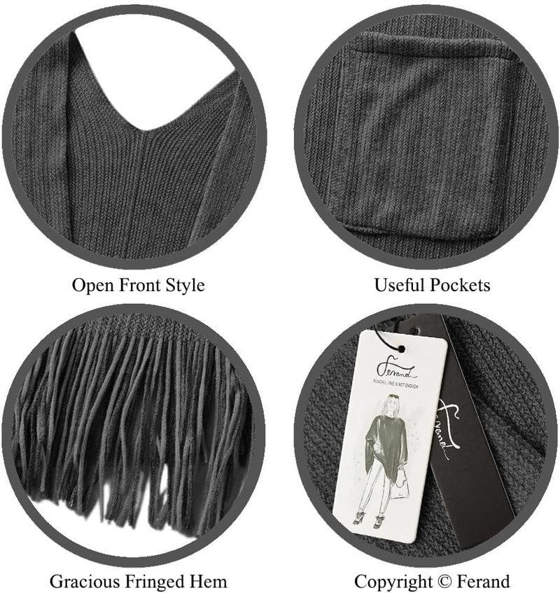 Ferand Shawl Wraps for Women, Cozy Lightweight Poncho Cape with Pockets, Warm for Fall Winter Travel - Image 4